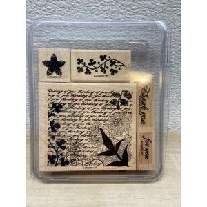 Stampin Up Fresh Cuts Set Of 5 Wood Mounted Rubber Stamps